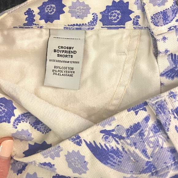 Rebecca Minkoff White & Blue Paisley Denim Shorts - Picture 3 of 5